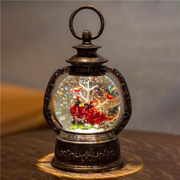 Amazon.com: Christmas Snow Globe Lantern Water Glittering 12  Christmas Snow Globe Lantern Water Glittering Cardinals with Music